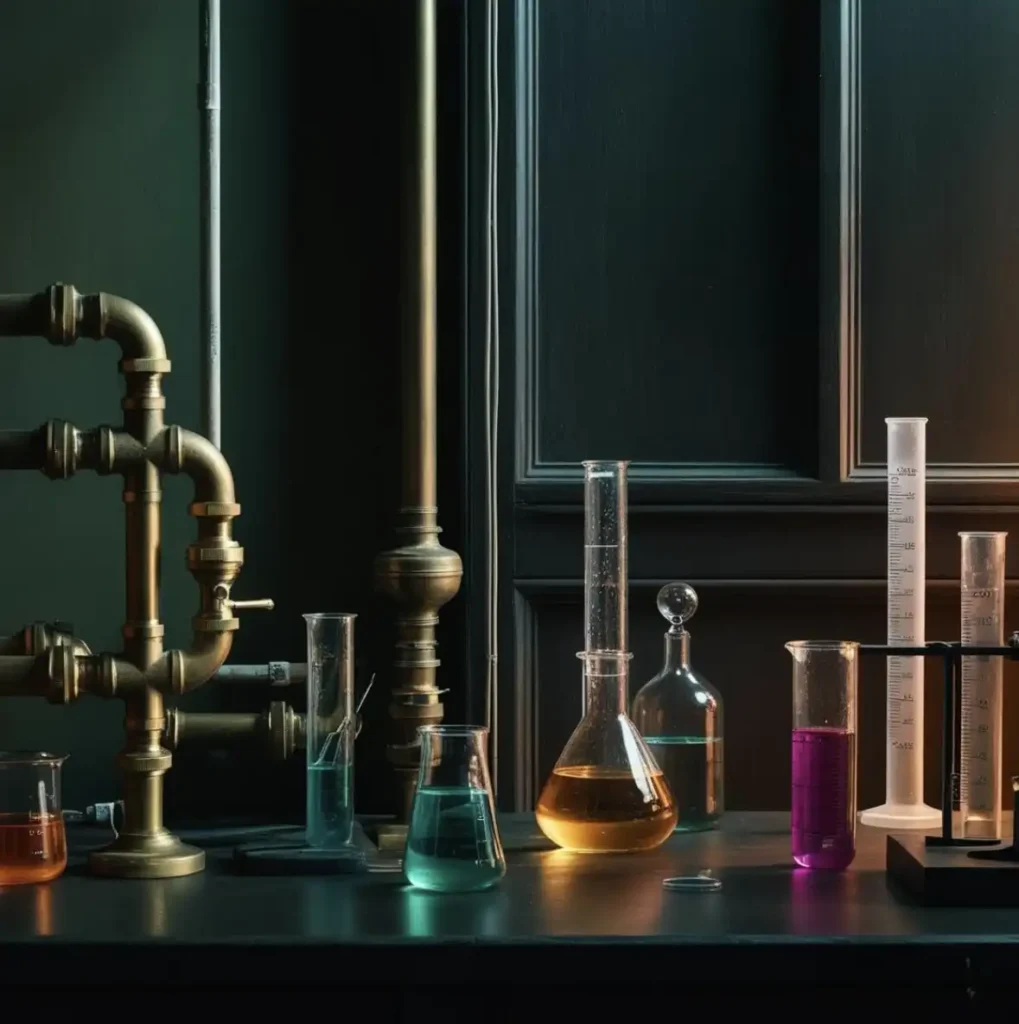 Fioles contenant des substances chimiques